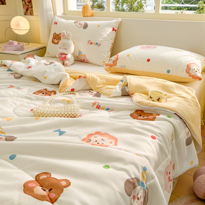 91家纺网 家纺一手货源 找家纺 寐居家纺 2024新款水洗棉小花边夏被 宠物大会