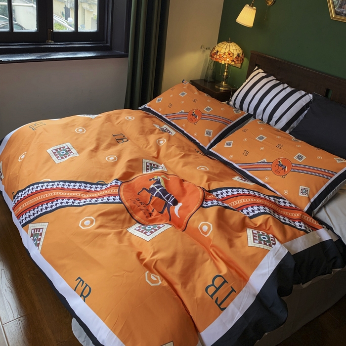 91家纺网 家纺一手货源 找家纺 花沐 2024新款云朵水洗棉四件套 【云朵棉】马车