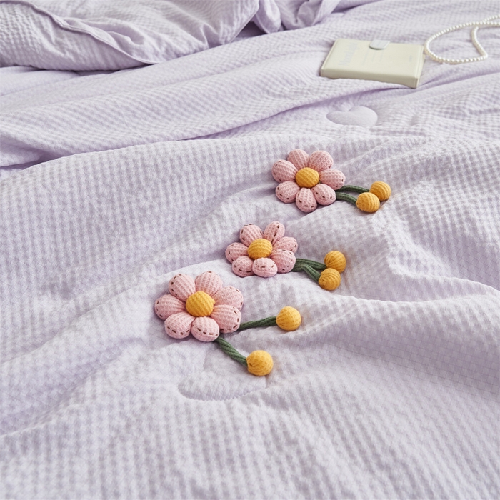 91家纺网 家纺一手货源 找家纺 恒爱 2024新款泡泡公主床盖款夏被四件套 泡泡公主-梦幻紫