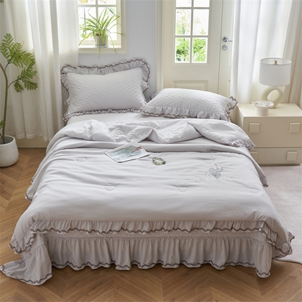 恒爱家纺 2024新款A类针织夹棉床盖款夏被四件套-玉玲珑 绅士灰
