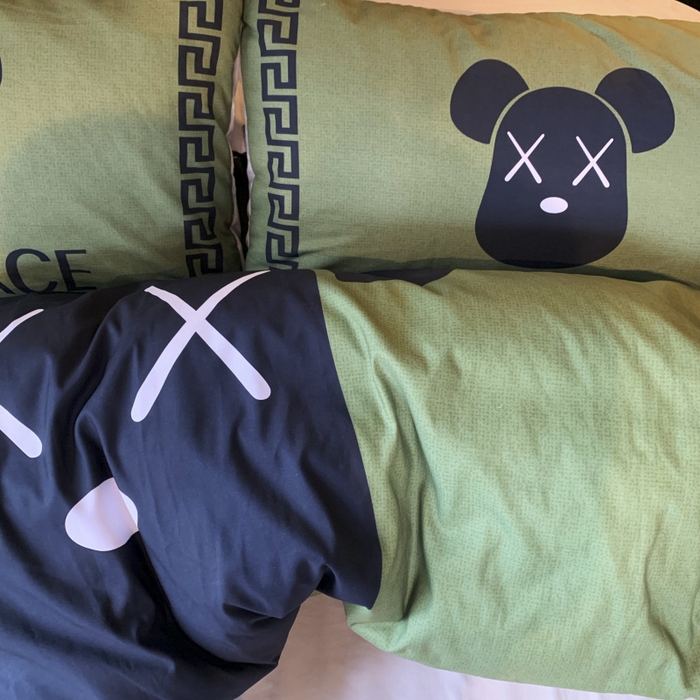 91家纺网 家纺一手货源 找家纺 花沐 2024新款云朵水洗棉四件套 【云朵棉】小绿熊