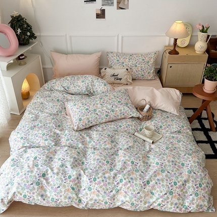 昔可家纺 2024新款春日小碎花系列四件套 黛丽紫调