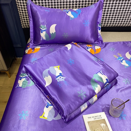 91家纺网 家纺一手货源 找家纺 经年 2025新款印花丝绸冰丝夏被 春日小狸