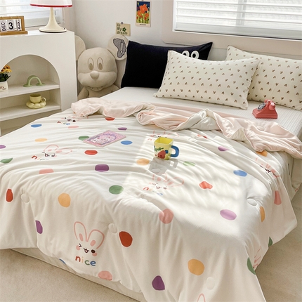 91家纺网 家纺一手货源 找家纺 （总）恒爱家纺 2024新款AB版清新吸湿透气华夫格凉感夏被