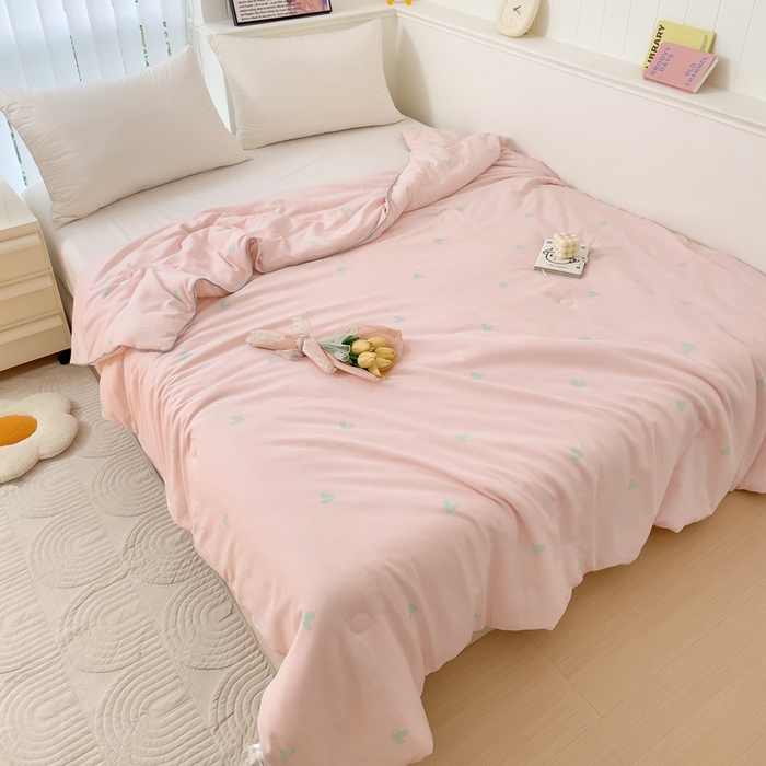 91家纺网 家纺一手货源 找家纺 春光里 2024新款萌趣夏被夏凉被被子被芯 波点爱心