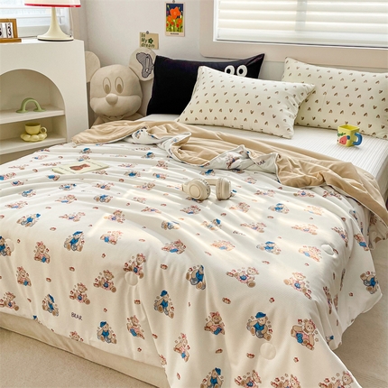 91家纺网 家纺一手货源 找家纺 （总）恒爱家纺 2024新款AB版清新吸湿透气华夫格凉感夏被