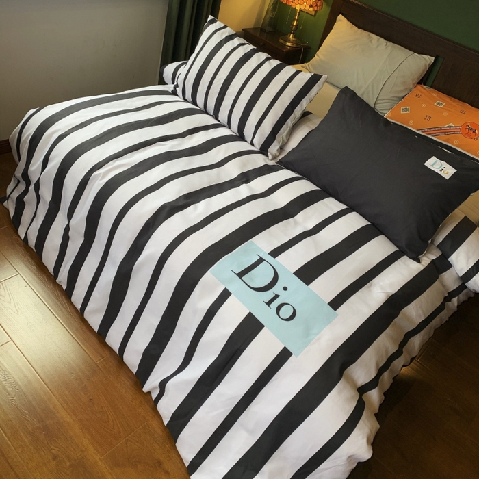 91家纺网 家纺一手货源 找家纺 花沐 2024新款云朵水洗棉四件套 【云朵棉】条纹迪