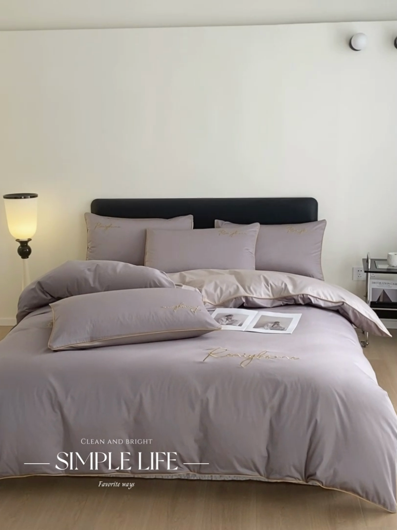 91家纺网 家纺一手货源 找家纺 慕色家纺 2024新款全棉刺绣轻奢系列单被套 轻奢-古铜灰+山灰