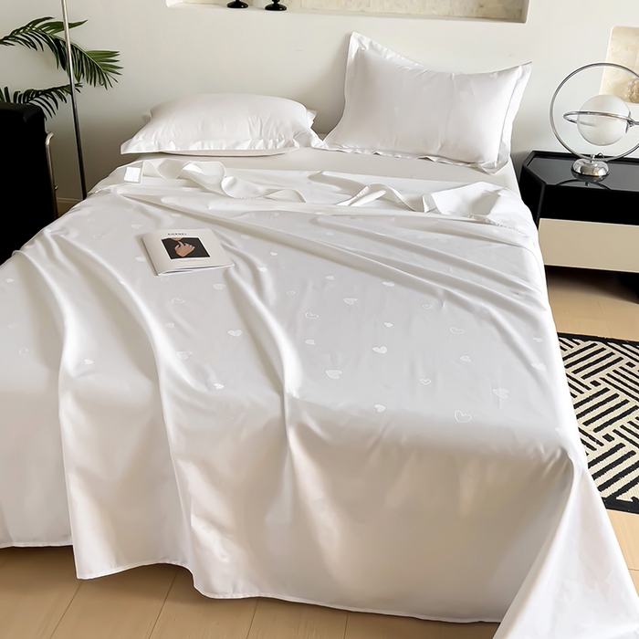 91家纺网 家纺一手货源 找家纺 品乐家纺 2024新款100支长绒棉提花床单 音色白