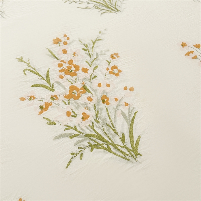 91家纺网 家纺一手货源 找家纺 古吉梦 2024新款水洗棉小清新印花床笠 仙草