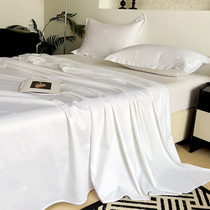 91家纺网 家纺一手货源 找家纺 品乐家纺 2024新款100支长绒棉提花床单 音色白