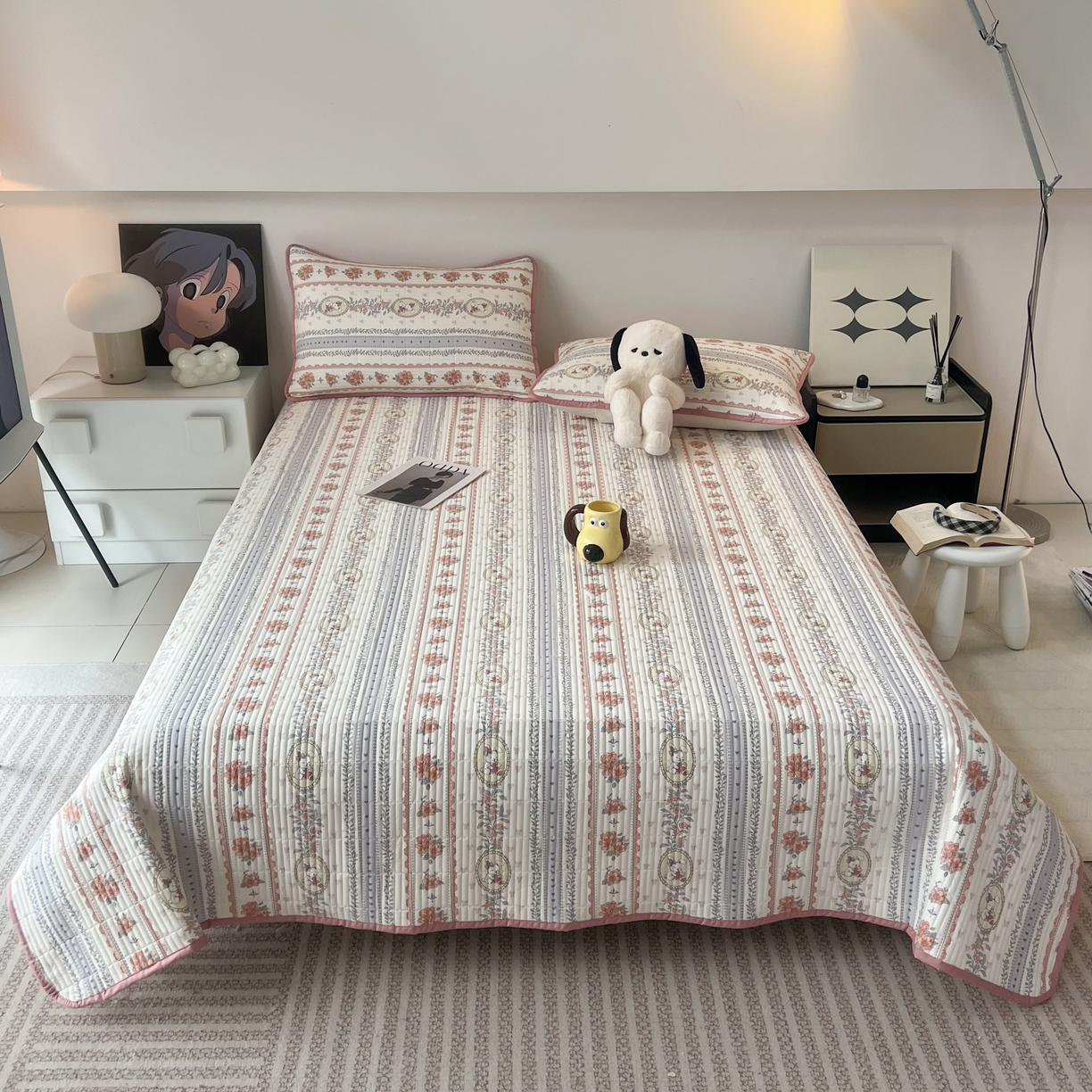 91家纺网 家纺一手货源 找家纺 HL原创 2024新款全棉印花床盖 可可小兔