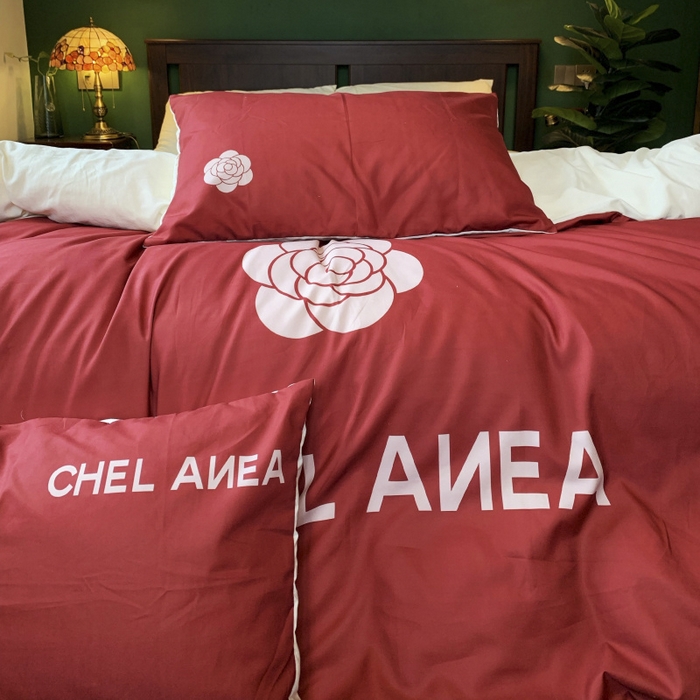 91家纺网 家纺一手货源 找家纺 花沐 2024新款云朵水洗棉四件套 【云朵棉】红香