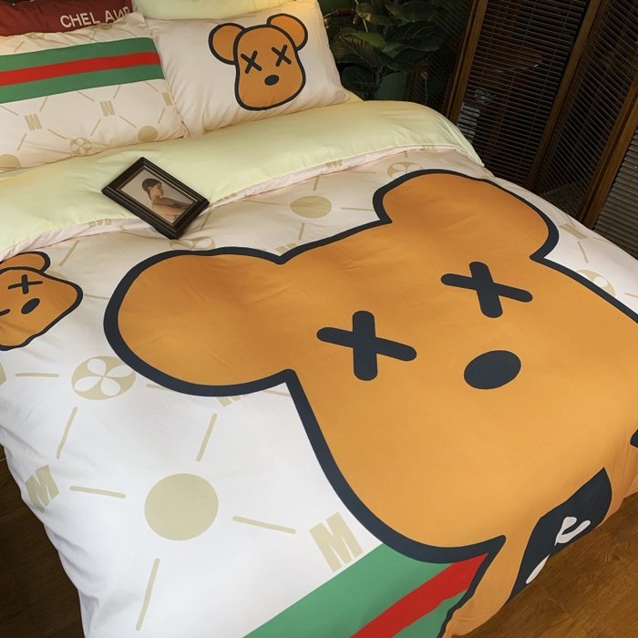 91家纺网 家纺一手货源 找家纺 花沐 2024新款云朵水洗棉四件套 【云朵棉】大酷熊