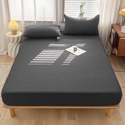 91家纺网 家纺一手货源 找家纺 莱茵 2024新款A类人字纹提花全棉水洗棉单品系列床笠 人字纹-碳灰