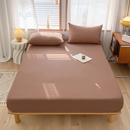 91家纺网 家纺一手货源 找家纺 莱茵 2024新款A类人字纹提花全棉水洗棉单品系列床笠 人字纹-焦糖