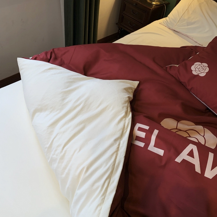 91家纺网 家纺一手货源 找家纺 花沐 2024新款云朵水洗棉四件套 【云朵棉】红香