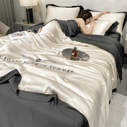 91家纺网 家纺一手货源 找家纺 （总）云棉坊 2025新品水洗真丝冰丝刺绣天丝夏被四件套空调被夏凉被-繁花系列