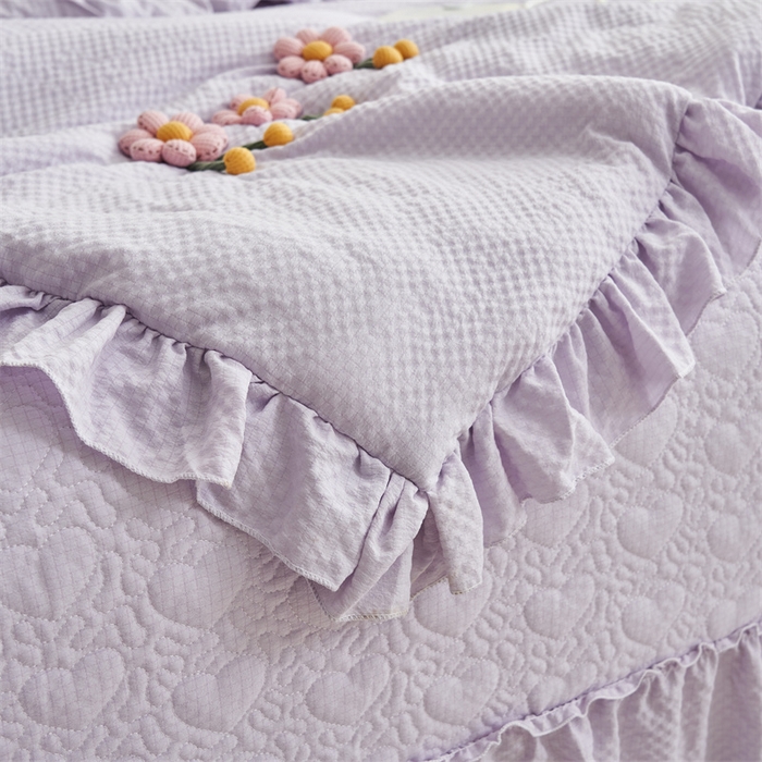 91家纺网 家纺一手货源 找家纺 恒爱 2024新款泡泡公主床盖款夏被四件套 泡泡公主-梦幻紫