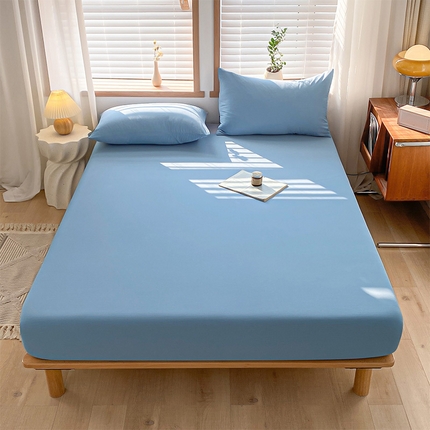 91家纺网 家纺一手货源 找家纺 莱茵 2024新款A类人字纹提花全棉水洗棉单品系列床笠 人字纹-宾利蓝