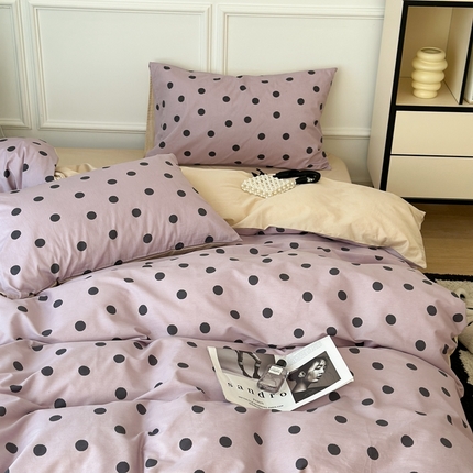 91家纺网 家纺一手货源 找家纺 昔可家纺 2024新款复古波点系列四件套 芋泥紫波点