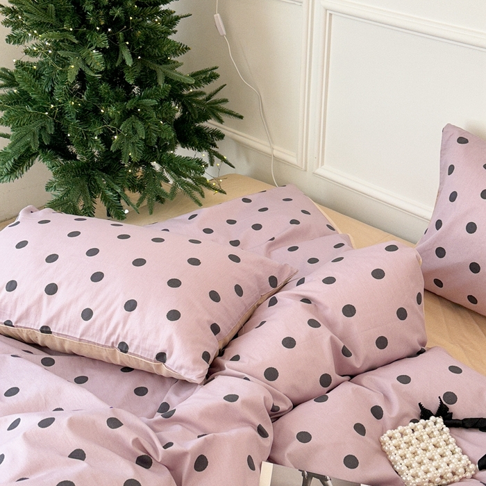 91家纺网 家纺一手货源 找家纺 昔可家纺 2024新款复古波点系列四件套 芋泥紫波点