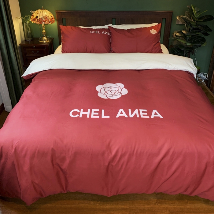 91家纺网 家纺一手货源 找家纺 花沐 2024新款云朵水洗棉四件套 【云朵棉】红香