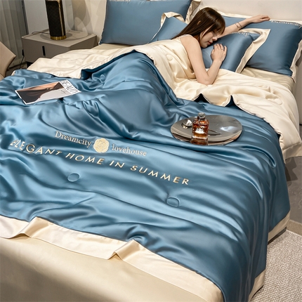 91家纺网 家纺一手货源 找家纺 （总）云棉坊 2025新品水洗真丝冰丝刺绣天丝夏被四件套空调被夏凉被-繁花系列