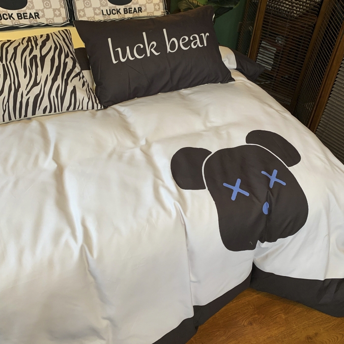 91家纺网 家纺一手货源 找家纺 花沐 2024新款云朵水洗棉四件套 【云朵棉】咖熊