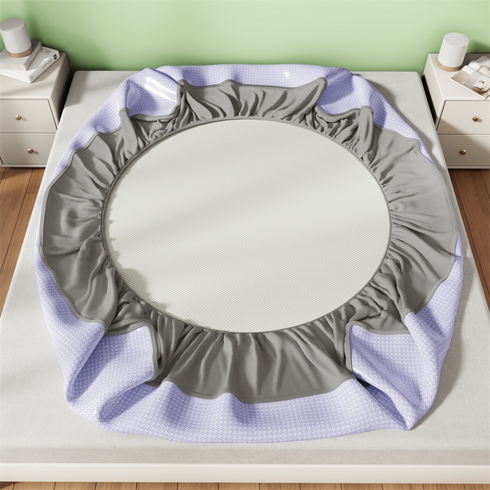 91家纺网 家纺一手货源 找家纺 叠派家纺 2024新款抗菌冰激凌烫画系列床单床笠 冰淇淋-梦幻紫床单款