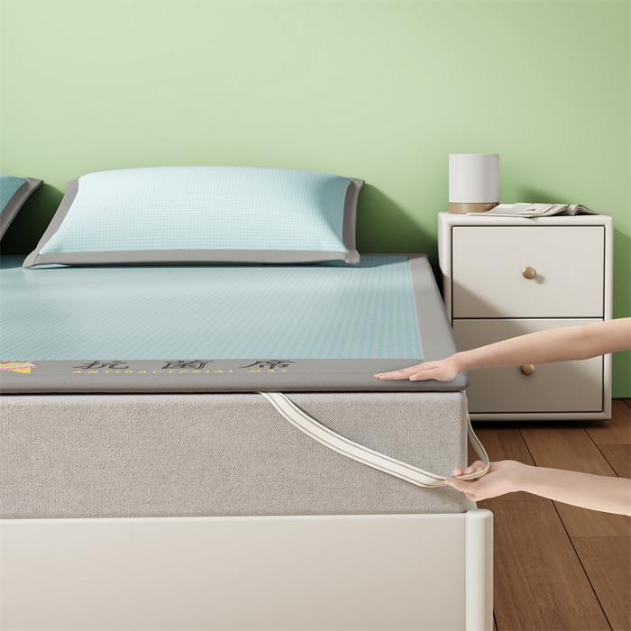 91家纺网 家纺一手货源 找家纺 叠派家纺 2024新款抗菌冰激凌凉席系列 冰淇淋-云川蓝