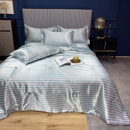 91家纺网 家纺一手货源 找家纺 （总）11 经年：2025年条纹丝绸冰丝水洗真丝夏被四件套直播爆款