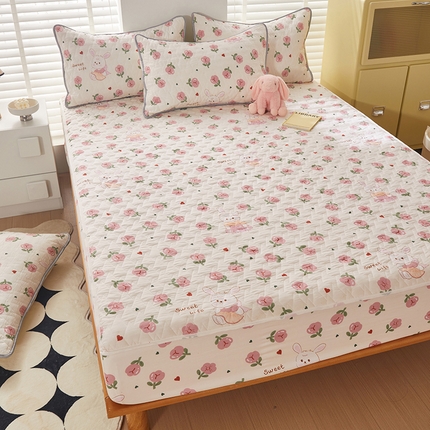 91家纺网 家纺一手货源 找家纺 （总）舒居-2024  A类  高克重水洗棉夹棉床笠席梦思床垫套