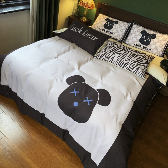 91家纺网 家纺一手货源 找家纺 花沐 2024新款云朵水洗棉四件套 【云朵棉】咖熊