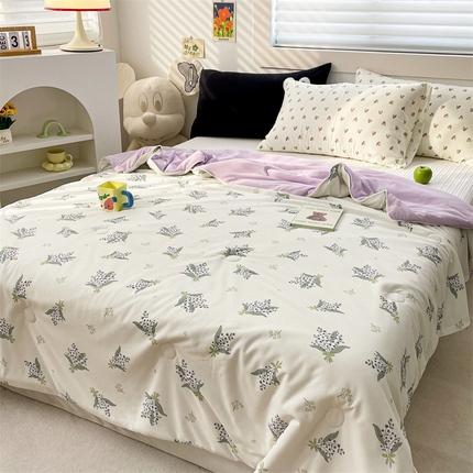 91家纺网 家纺一手货源 找家纺 （总）恒爱家纺 2024新款AB版清新吸湿透气华夫格凉感夏被