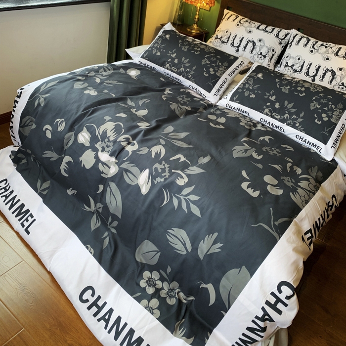 91家纺网 家纺一手货源 找家纺 花沐 2024新款云朵水洗棉四件套 【云朵棉】轻奢黑花