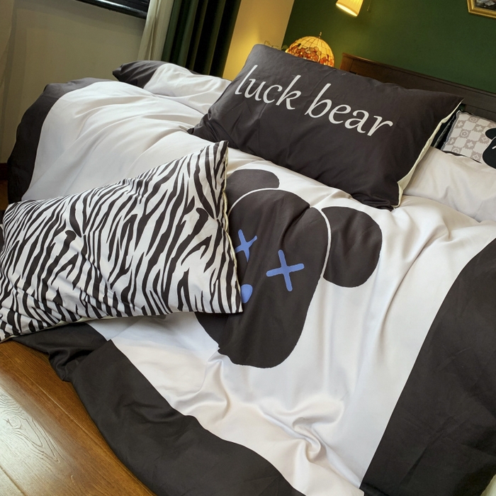 91家纺网 家纺一手货源 找家纺 花沐 2024新款云朵水洗棉四件套 【云朵棉】咖熊