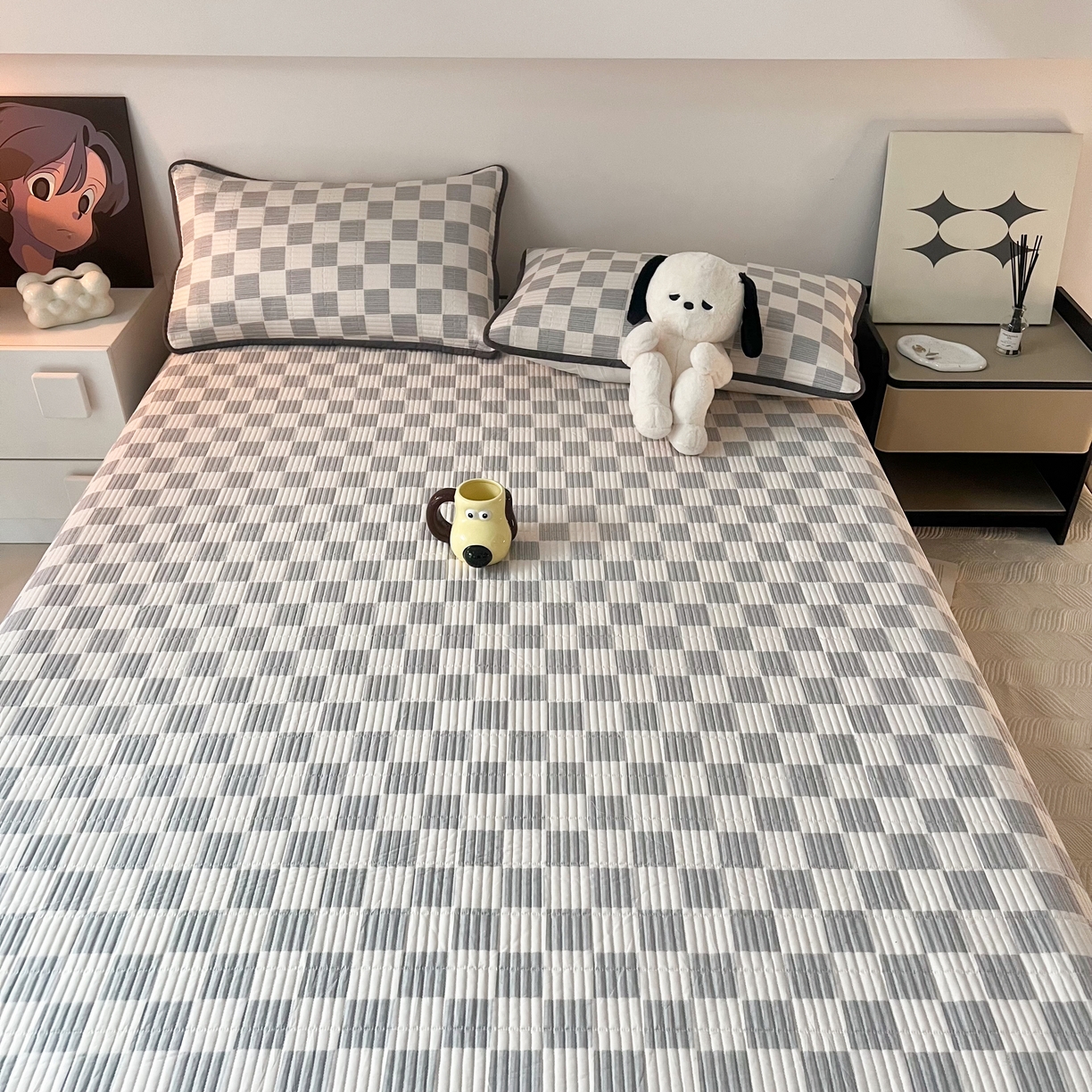 91家纺网 家纺一手货源 找家纺 HL原创 2024新款全棉印花床盖 雅灰