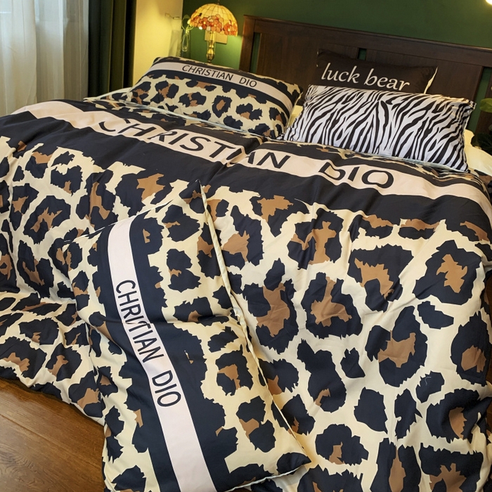 91家纺网 家纺一手货源 找家纺 花沐 2024新款云朵水洗棉四件套 【云朵棉】豹纹迪