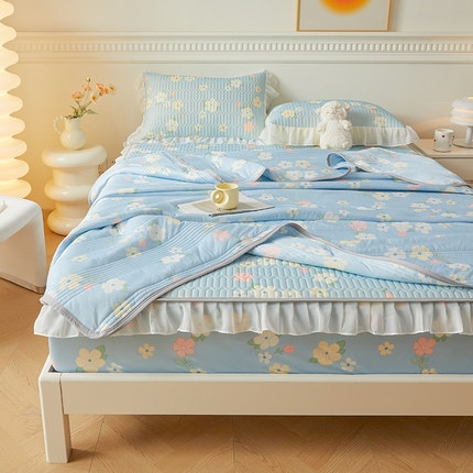 91家纺网 家纺一手货源 找家纺 伊人坊 2024新款冰丝凉感丝夏被 花花世界