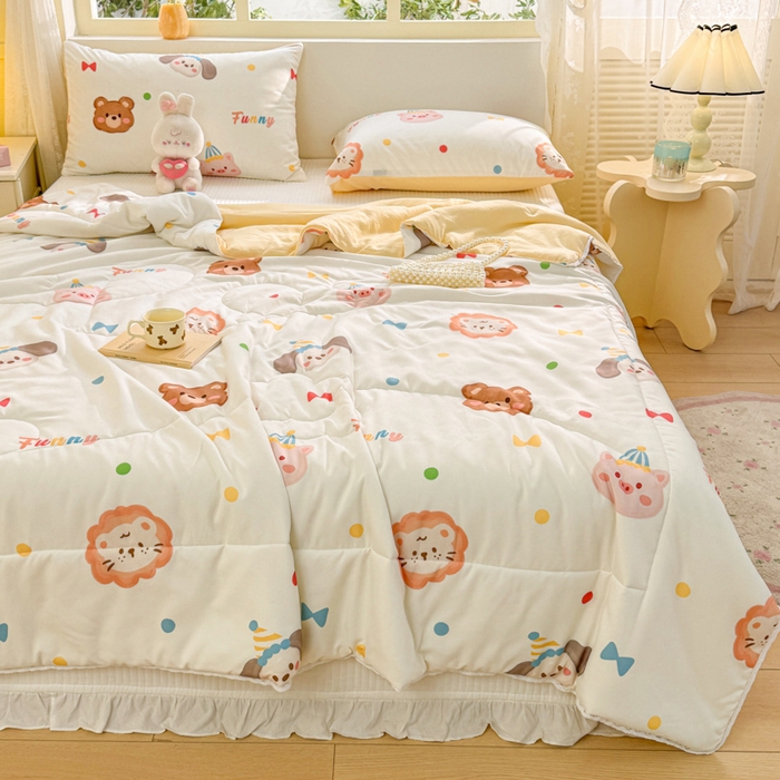 91家纺网 家纺一手货源 找家纺 寐居家纺 2024新款水洗棉小花边夏被 宠物大会