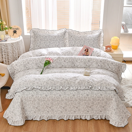 91家纺网 家纺一手货源 找家纺 （总）梦精灵家纺 2025新款韩系花边全棉床盖四件套