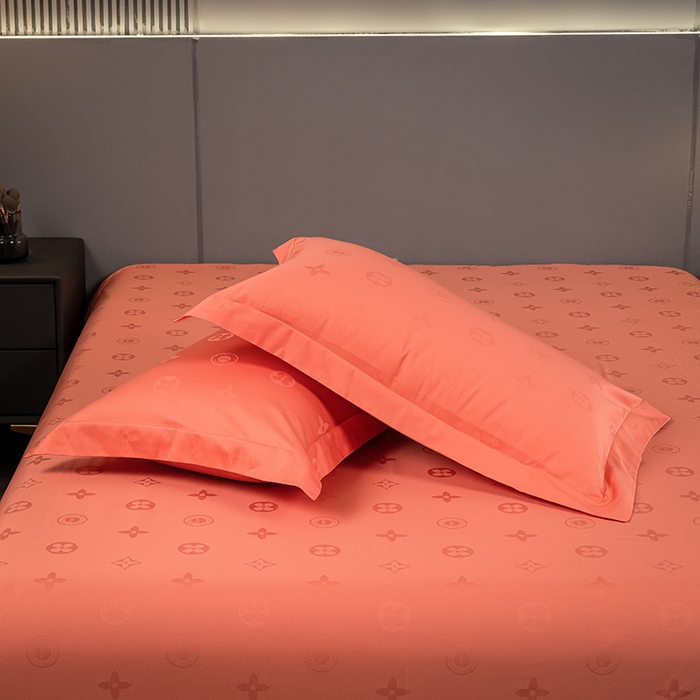 91家纺网 家纺一手货源 找家纺 品乐家纺 2024新款100支长绒棉提花 枕套 梦境-桔