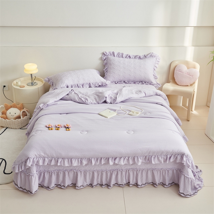 91家纺网 家纺一手货源 找家纺 恒爱 2024新款泡泡公主床盖款夏被四件套 泡泡公主-梦幻紫