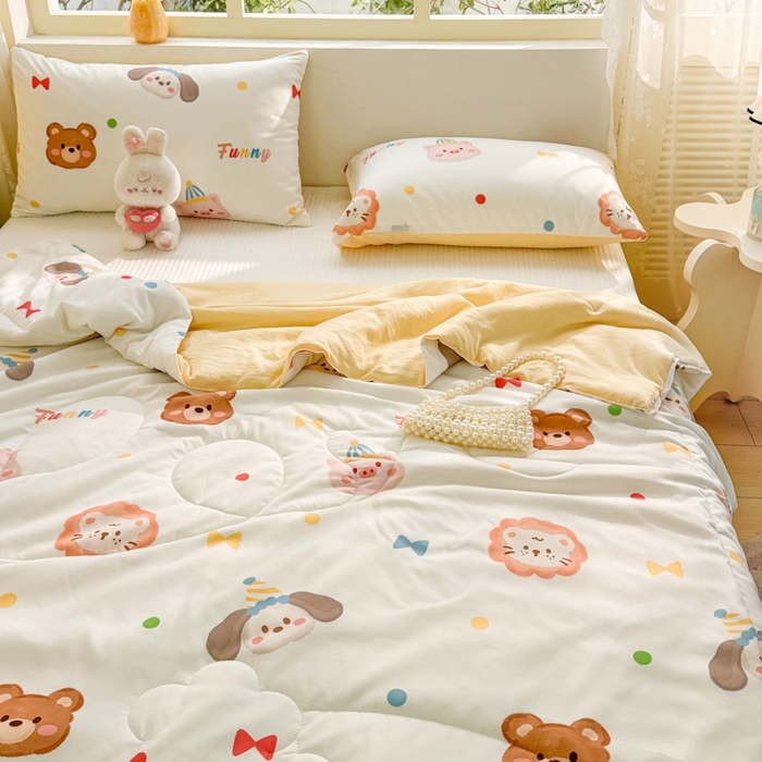 91家纺网 家纺一手货源 找家纺 寐居家纺 2024新款水洗棉小花边夏被 宠物大会