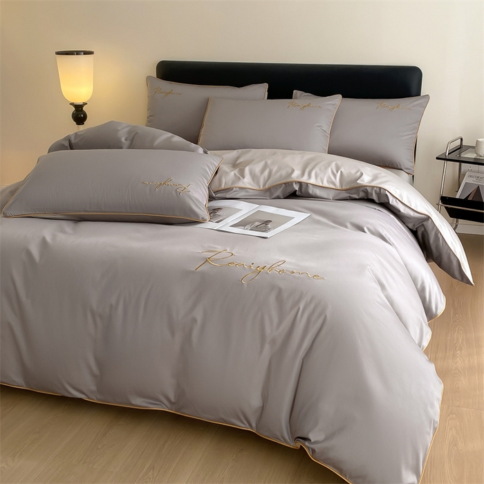 91家纺网 家纺一手货源 找家纺 慕色家纺 2024新款全棉刺绣轻奢系列单被套 轻奢-古铜灰+山灰