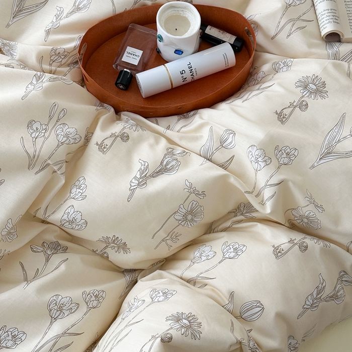 91家纺网 家纺一手货源 找家纺 昔可家纺 2024新款中古系列花四件套 新款水墨素描