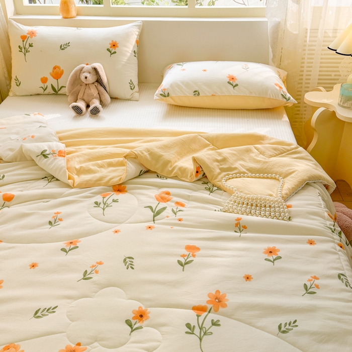 91家纺网 家纺一手货源 找家纺 寐居家纺 2024新款水洗棉小花边夏被 恋语