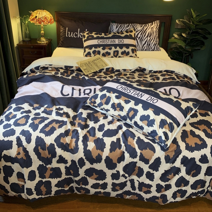 91家纺网 家纺一手货源 找家纺 花沐 2024新款云朵水洗棉四件套 【云朵棉】豹纹迪