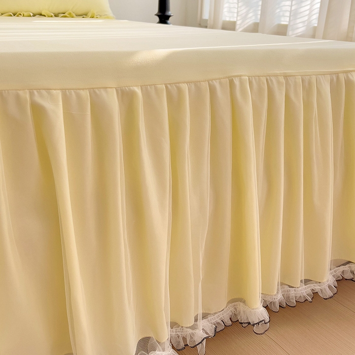 91家纺网 家纺一手货源 找家纺 言熙居 2024新款网纱花边韩版床裙款四件套 小仙女黄